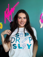*Sale- SIP, DRIP, SLAY TEE BLUE
